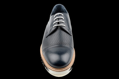 Cap Toe & Lug Sole Navy Derby Sneakers for Men